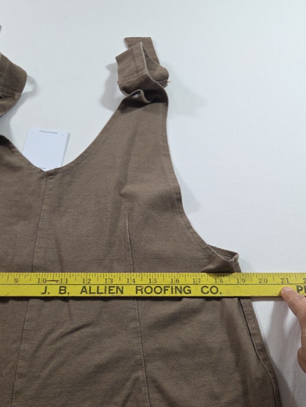 Relaxed Taupe Women’s Jean Overalls with Front Patch Pockets - Picture 4 of 8